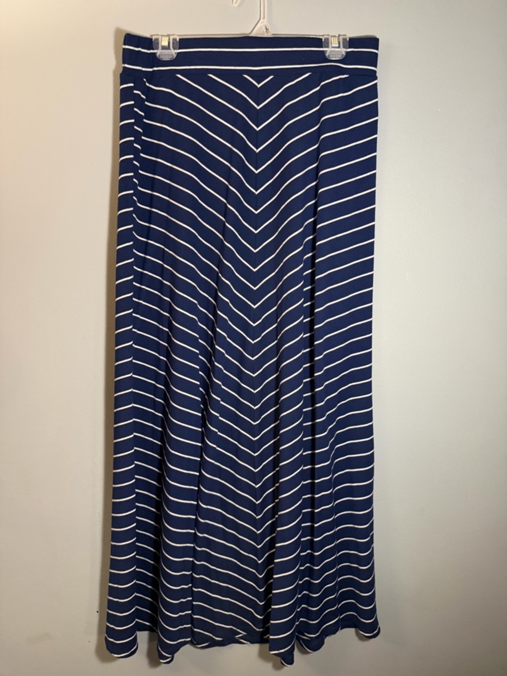 Cato Navy and White Striped Maxi Skirt